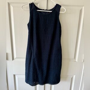 Women’s navy blue eyelet dress, sleeveless size 6. Brand : next